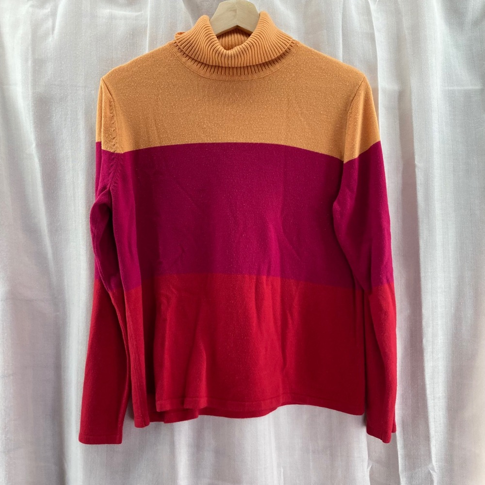Vintage‎ Norton McNaughton Color Block Turtleneck Sweater Knit Top Pullover